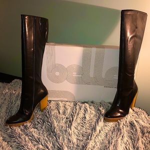 Size 9 black leather belle boots